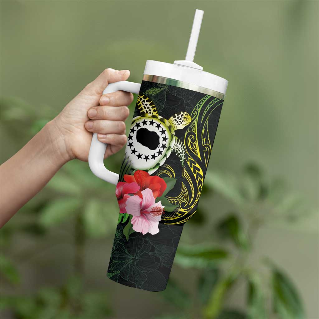Kia Orana Cook Islands Tumbler With Handle Turtle and Hibiscus Polynesian Pattern LT03 - Polynesian Pride