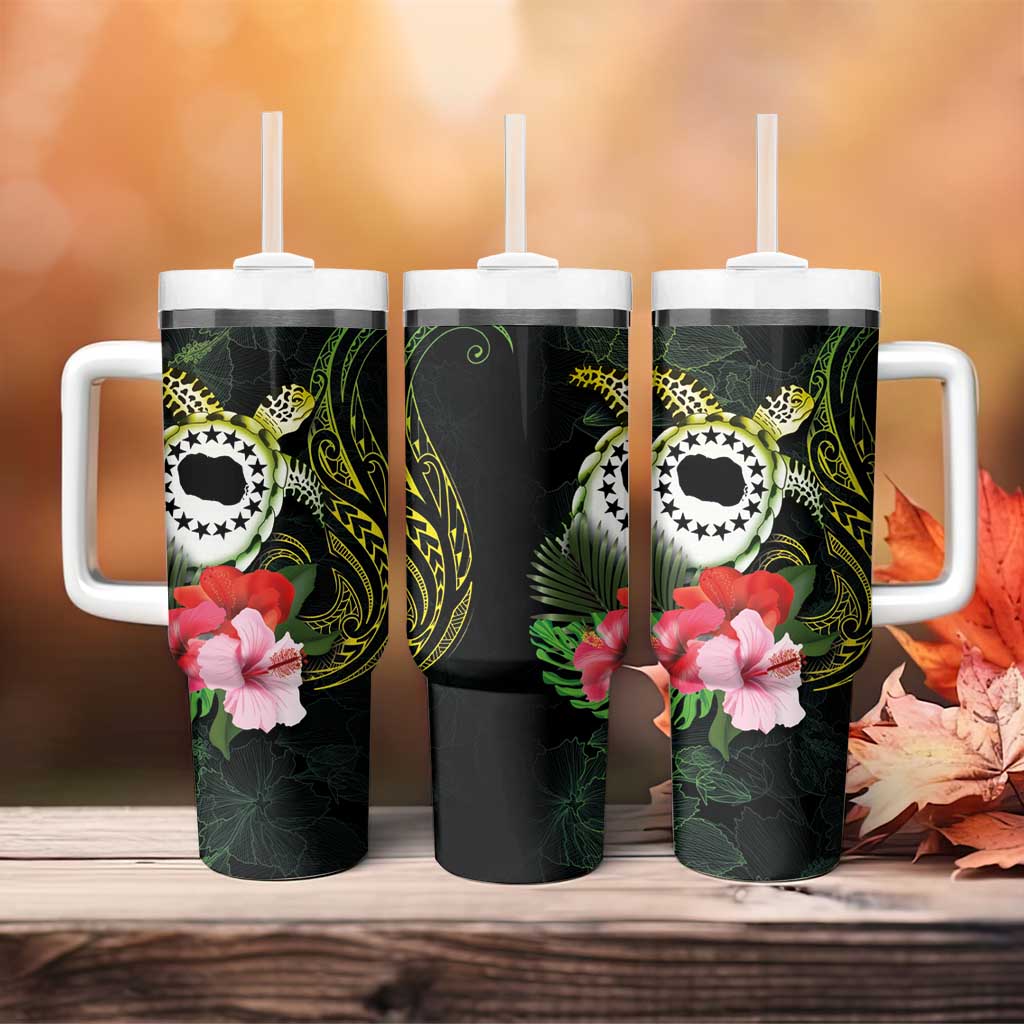 Kia Orana Cook Islands Tumbler With Handle Turtle and Hibiscus Polynesian Pattern LT03 - Polynesian Pride