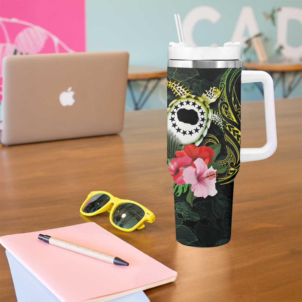 Kia Orana Cook Islands Tumbler With Handle Turtle and Hibiscus Polynesian Pattern LT03 - Polynesian Pride