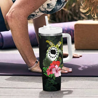 Kia Orana Cook Islands Tumbler With Handle Turtle and Hibiscus Polynesian Pattern LT03 - Polynesian Pride