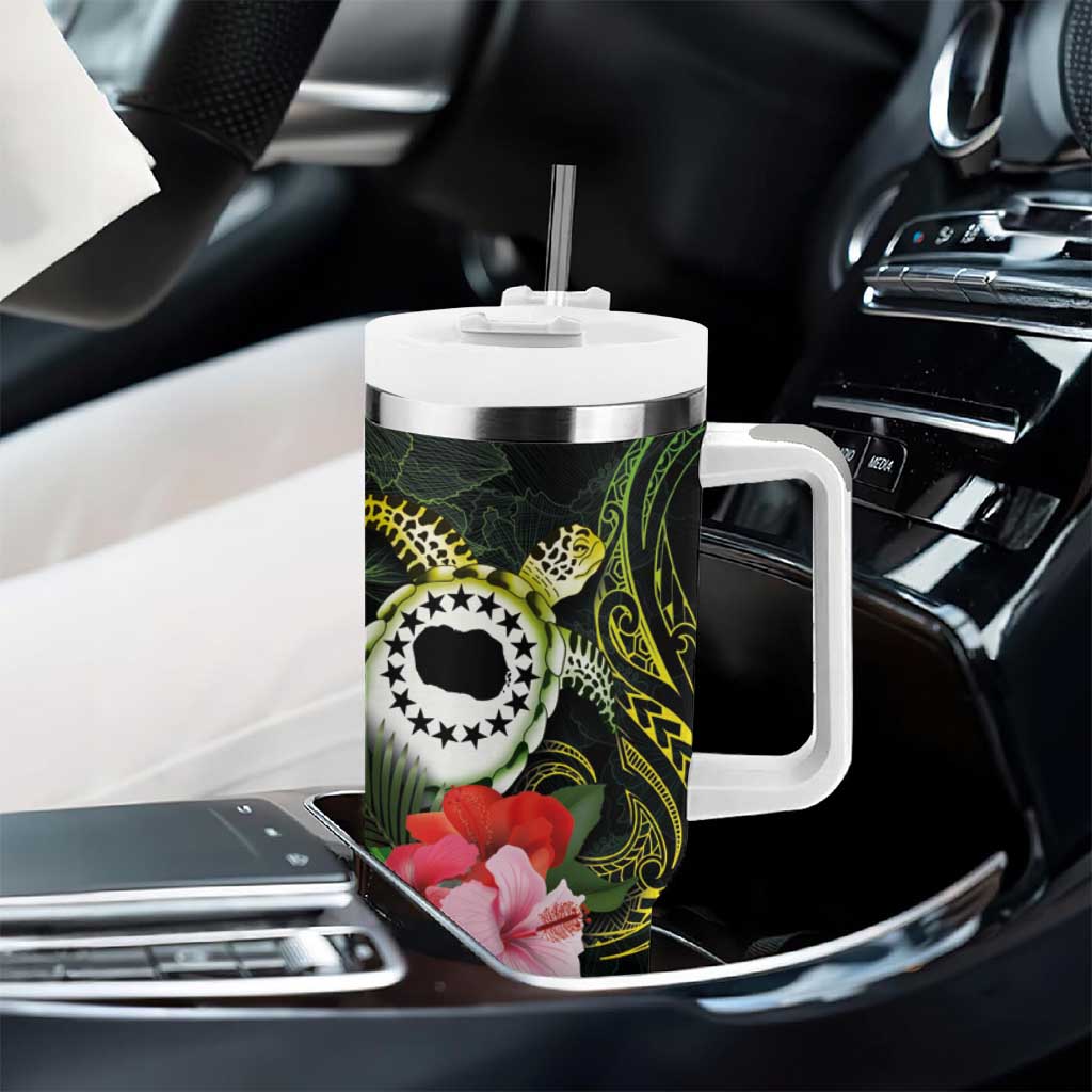 Kia Orana Cook Islands Tumbler With Handle Turtle and Hibiscus Polynesian Pattern LT03 - Polynesian Pride