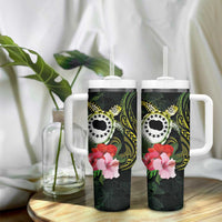 Kia Orana Cook Islands Tumbler With Handle Turtle and Hibiscus Polynesian Pattern LT03 - Polynesian Pride