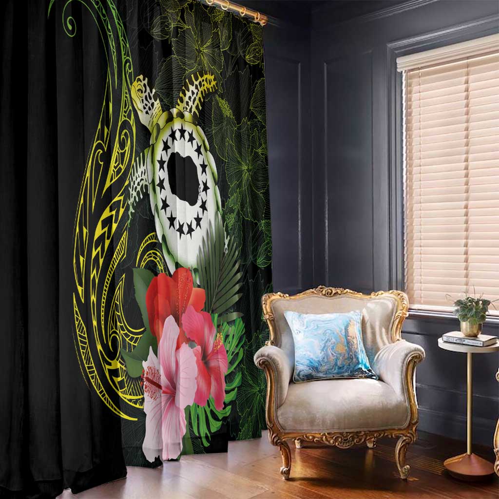 Kia Orana Cook Islands Window Curtain Turtle and Hibiscus Polynesian Pattern LT03 - Polynesian Pride