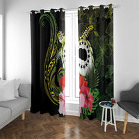 Kia Orana Cook Islands Window Curtain Turtle and Hibiscus Polynesian Pattern LT03 With Grommets Yellow - Polynesian Pride
