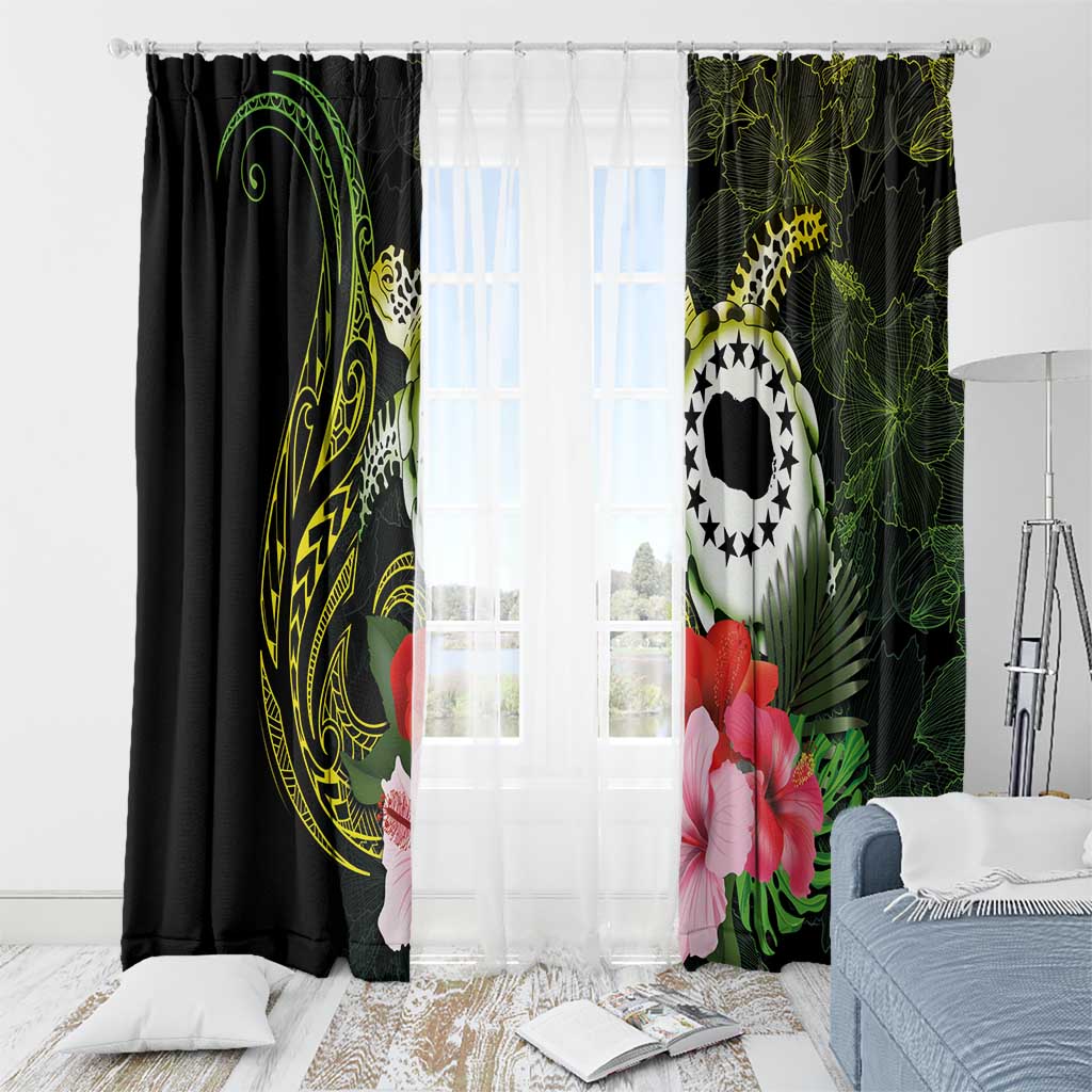 Kia Orana Cook Islands Window Curtain Turtle and Hibiscus Polynesian Pattern LT03 - Polynesian Pride