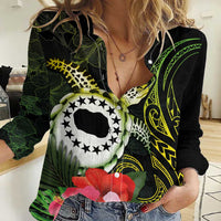 Kia Orana Cook Islands Women Casual Shirt Turtle and Hibiscus Polynesian Pattern