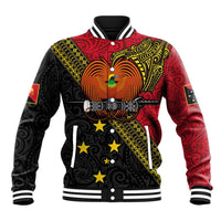 Papua New Guinea Goroka Show Baseball Jacket Bird-of-paradise and Melanesian Tattoo Pattern LT03 Unisex Red - Polynesian Pride