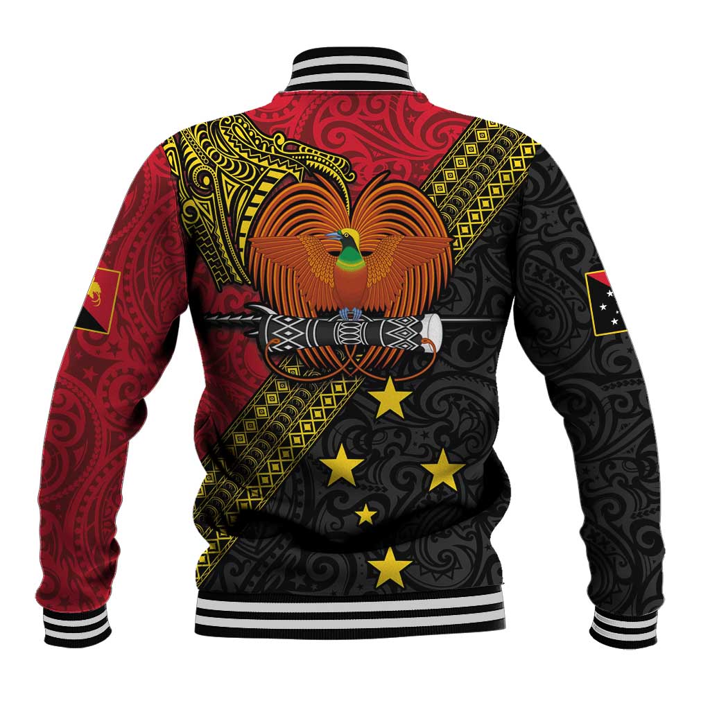 Papua New Guinea Goroka Show Baseball Jacket Bird-of-paradise and Melanesian Tattoo Pattern LT03 - Polynesian Pride