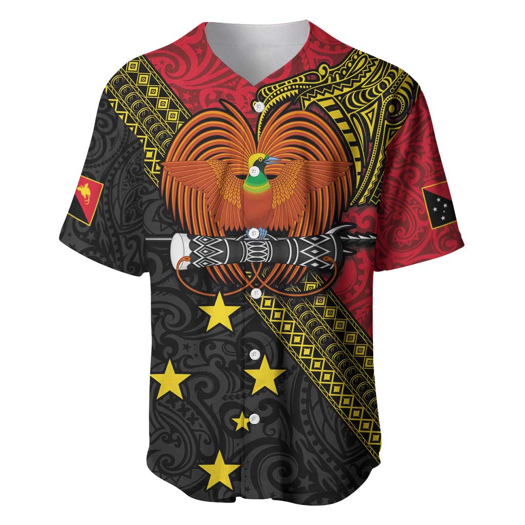 Papua new Guinea Goroka Show Baseball Jersey Bird-of-paradise and Melanesian Tattoo Pattern