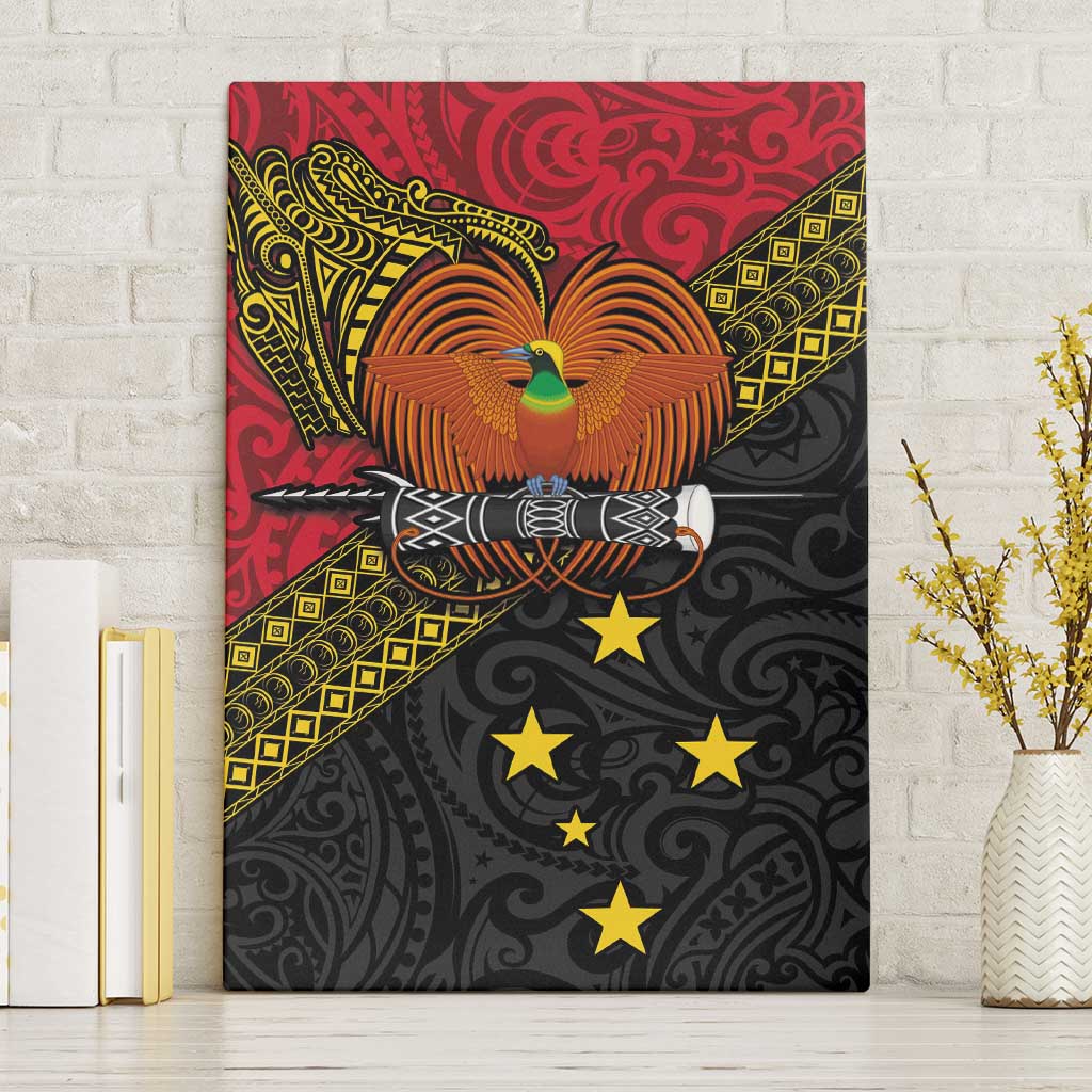 Papua New Guinea Goroka Show Canvas Wall Art Bird-of-paradise and Melanesian Tattoo Pattern LT03 Without Frame Red - Polynesian Pride