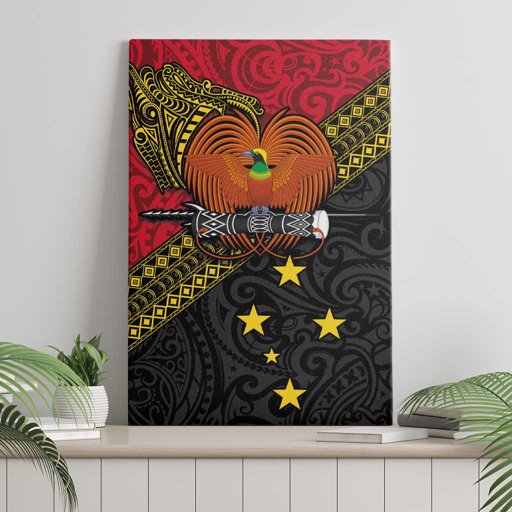 Papua New Guinea Goroka Show Canvas Wall Art Bird-of-paradise and Melanesian Tattoo Pattern LT03 - Polynesian Pride