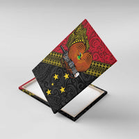 Papua New Guinea Goroka Show Canvas Wall Art Bird-of-paradise and Melanesian Tattoo Pattern LT03 With Frame Red - Polynesian Pride