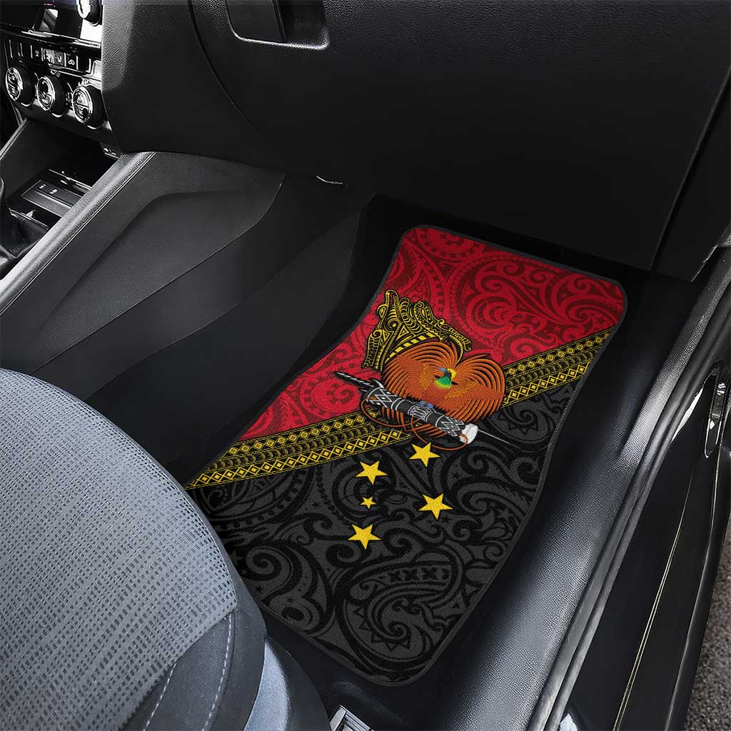 Papua New Guinea Goroka Show Car Mats Bird-of-paradise and Melanesian Tattoo Pattern LT03 - Polynesian Pride