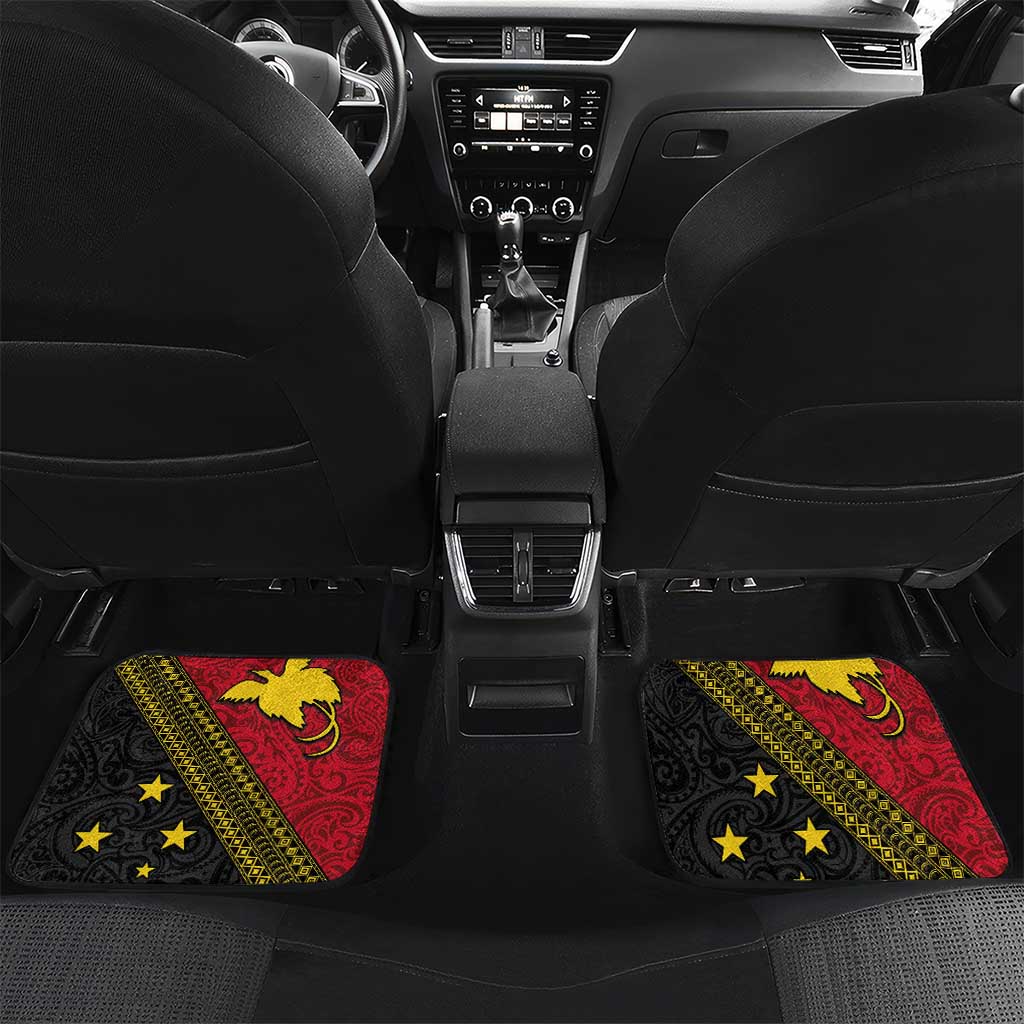 Papua New Guinea Goroka Show Car Mats Bird-of-paradise and Melanesian Tattoo Pattern LT03 Set 2pcs - Back Red - Polynesian Pride