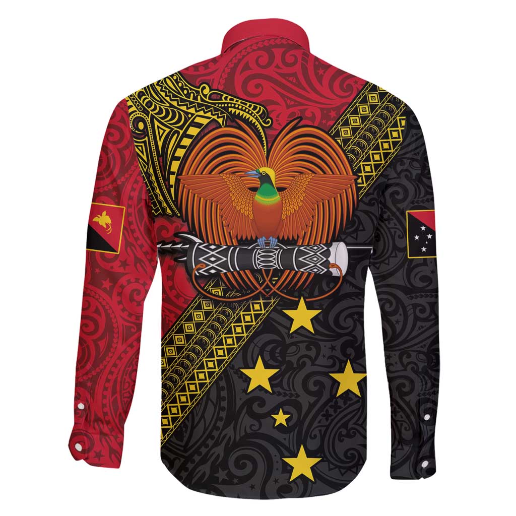 Papua new Guinea Goroka Show Family Matching Off Shoulder Maxi Dress and Hawaiian Shirt Bird-of-paradise and Melanesian Tattoo Pattern