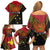 Papua new Guinea Goroka Show Family Matching Off Shoulder Short Dress and Hawaiian Shirt Bird-of-paradise and Melanesian Tattoo Pattern