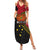 Papua new Guinea Goroka Show Family Matching Summer Maxi Dress and Hawaiian Shirt Bird-of-paradise and Melanesian Tattoo Pattern