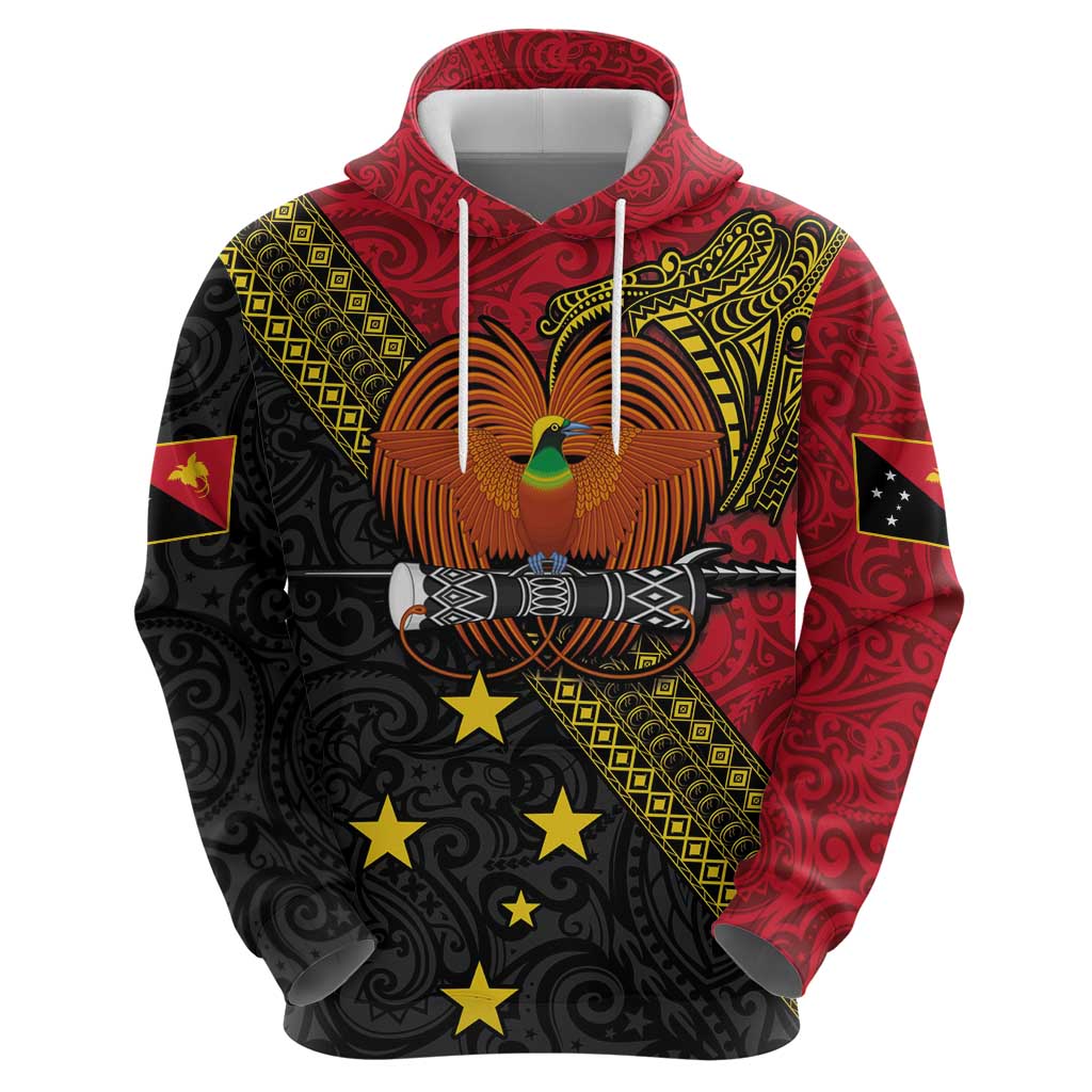 Papua new Guinea Goroka Show Hoodie Bird-of-paradise and Melanesian Tattoo Pattern