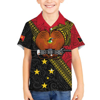 Papua new Guinea Goroka Show Kid Hawaiian Shirt Bird-of-paradise and Melanesian Tattoo Pattern