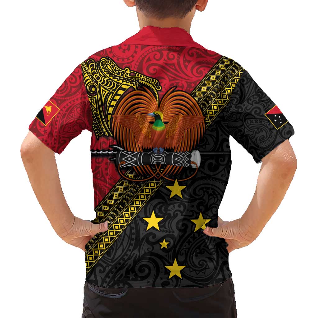 Papua new Guinea Goroka Show Kid Hawaiian Shirt Bird-of-paradise and Melanesian Tattoo Pattern