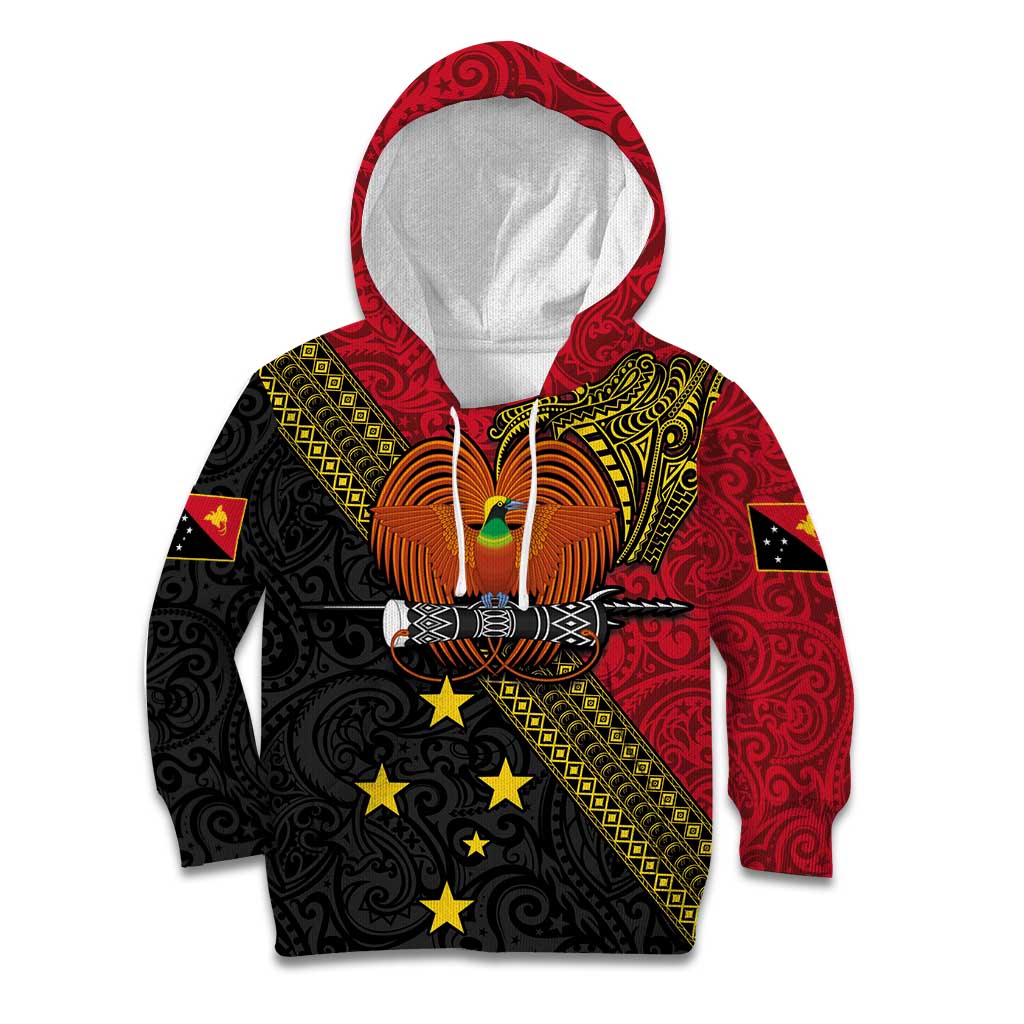 Papua new Guinea Goroka Show Kid Hoodie Bird-of-paradise and Melanesian Tattoo Pattern