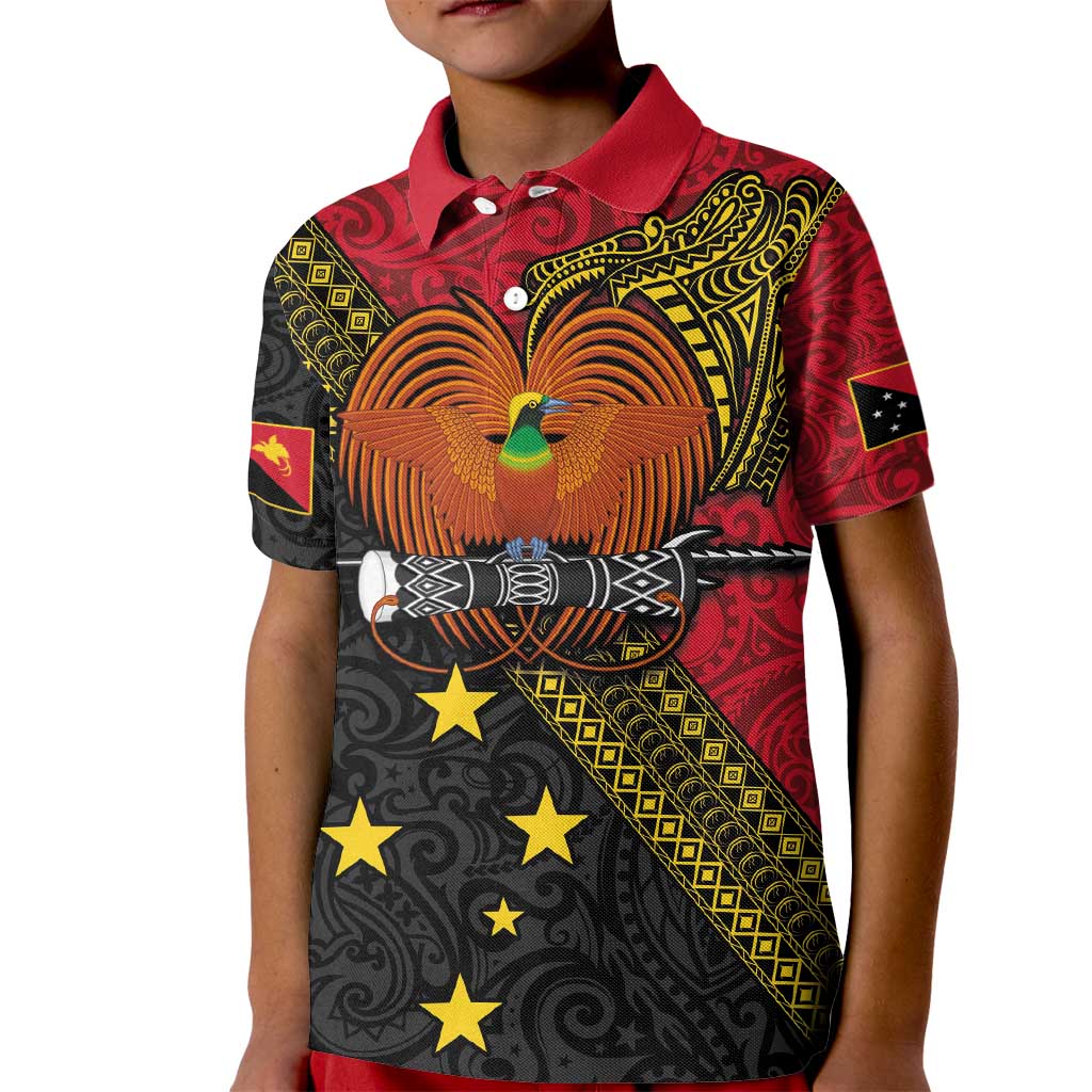 Papua new Guinea Goroka Show Kid Polo Shirt Bird-of-paradise and Melanesian Tattoo Pattern