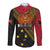 Papua new Guinea Goroka Show Long Sleeve Button Shirt Bird-of-paradise and Melanesian Tattoo Pattern