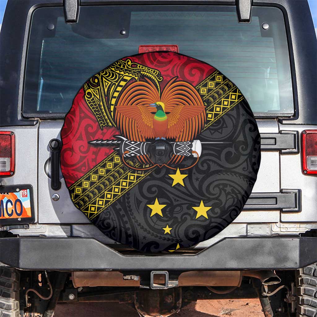 Papua new Guinea Goroka Show Spare Tire Cover Bird-of-paradise and Melanesian Tattoo Pattern