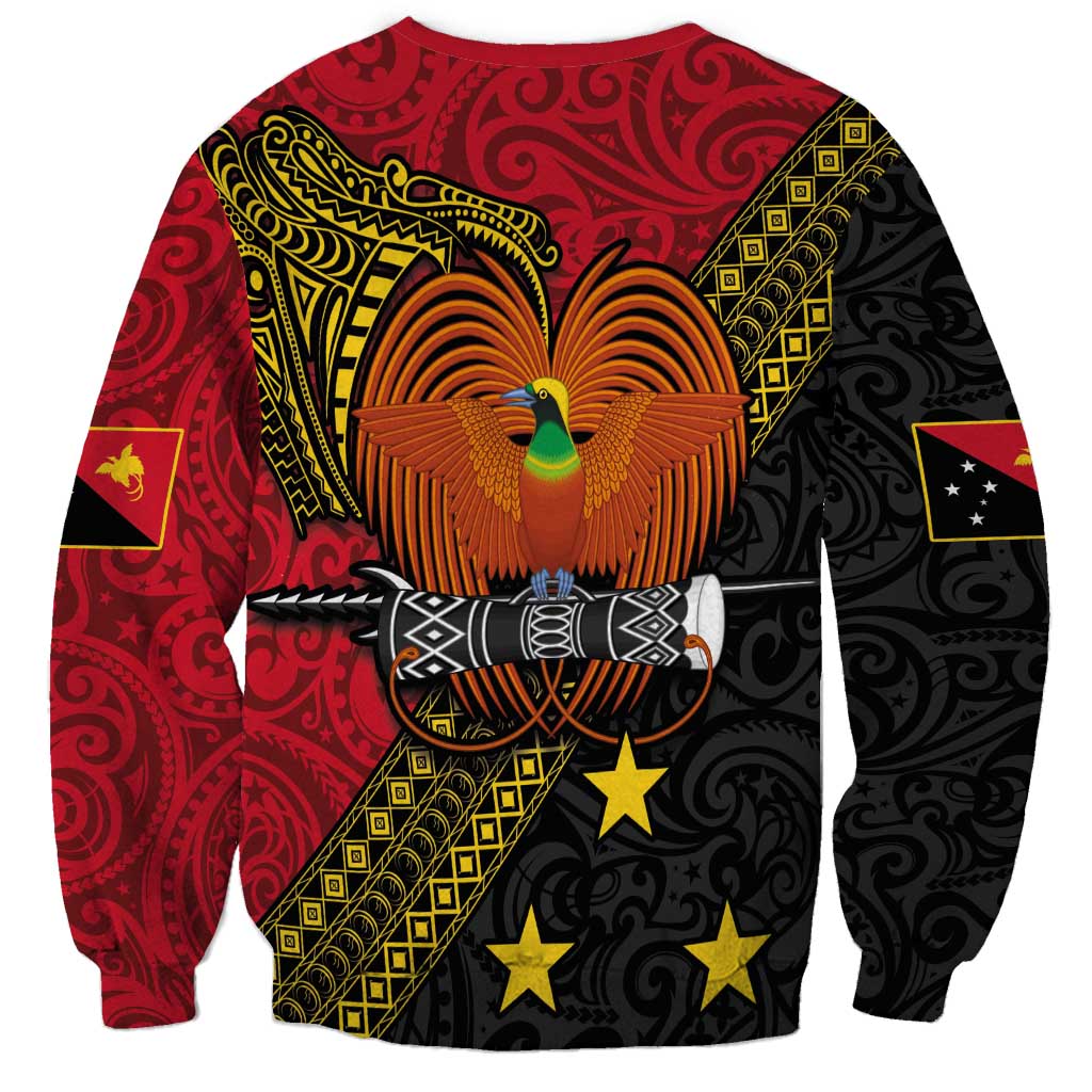 Papua New Guinea Goroka Show Sweatshirt Bird-of-paradise and Melanesian Tattoo Pattern LT03 - Polynesian Pride