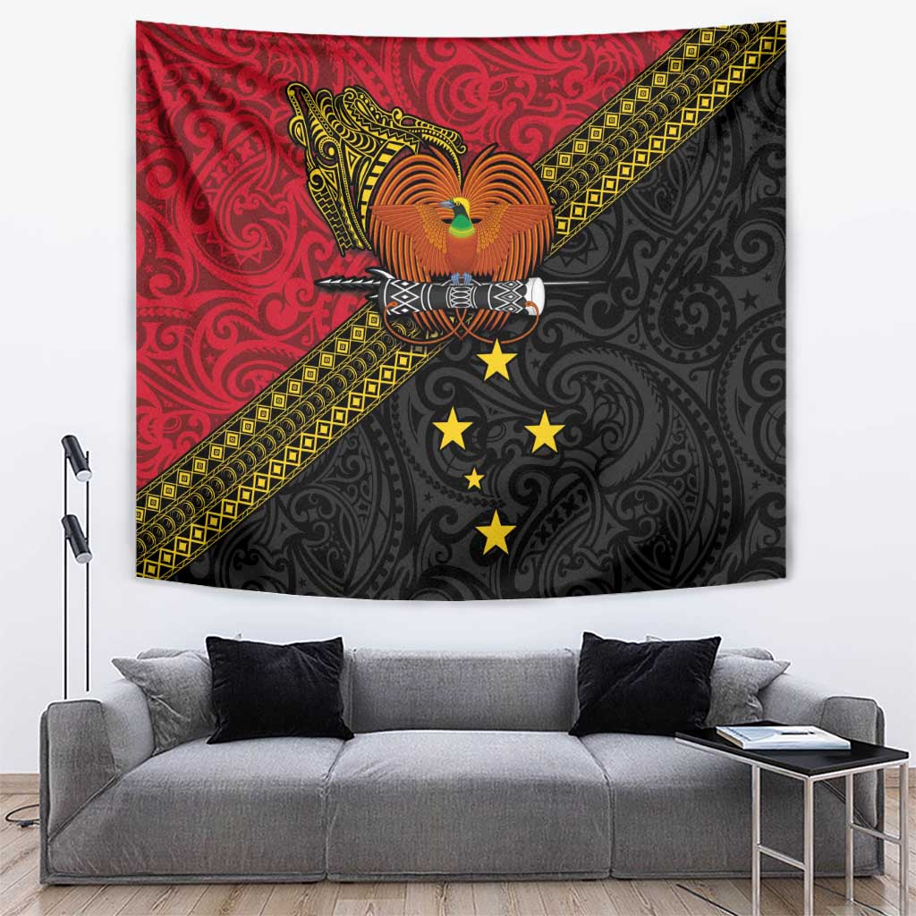 Papua new Guinea Goroka Show Tapestry Bird-of-paradise and Melanesian Tattoo Pattern