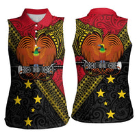 Papua new Guinea Goroka Show Women Sleeveless Polo Shirt Bird-of-paradise and Melanesian Tattoo Pattern