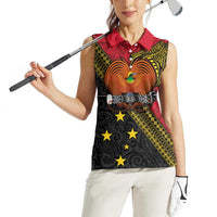 Papua new Guinea Goroka Show Women Sleeveless Polo Shirt Bird-of-paradise and Melanesian Tattoo Pattern