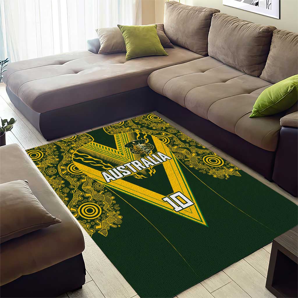 Australia Rugby Custom Area Rug Aboriginal Art Sporty Style - Polynesian Pride