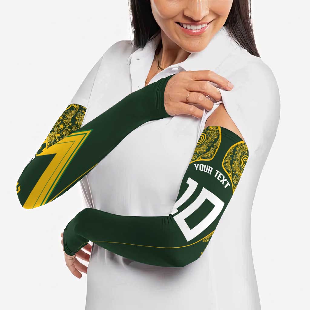 Australia Rugby Custom Arm Sleeves Aboriginal Art Sporty Style - Polynesian Pride