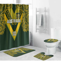 Australia Rugby Custom Bathroom Set Aboriginal Art Sporty Style LT03 Bathroom Set (4 pcs) Green - Polynesian Pride