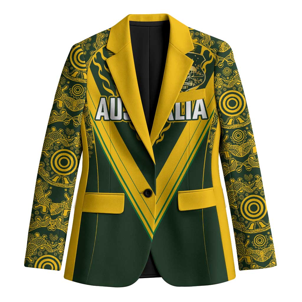 Australia Rugby Custom Blazer Aboriginal Art Sporty Style LT03 Unisex Green - Polynesian Pride