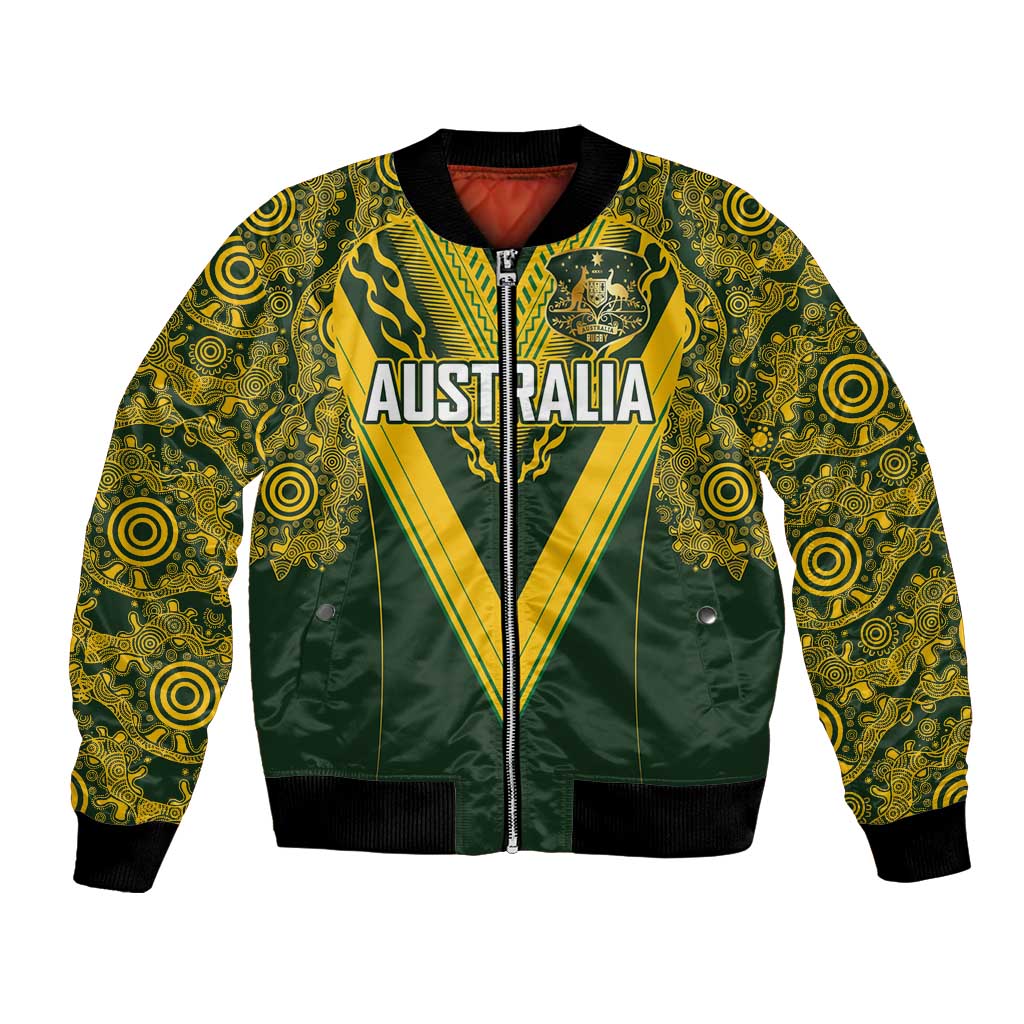 Australia Rugby Custom Bomber Jacket Aboriginal Art Sporty Style - Polynesian Pride