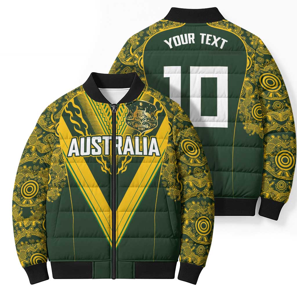Australia Rugby Custom Bomber Puffer Jacket Aboriginal Art Sporty Style LT03 - Polynesian Pride