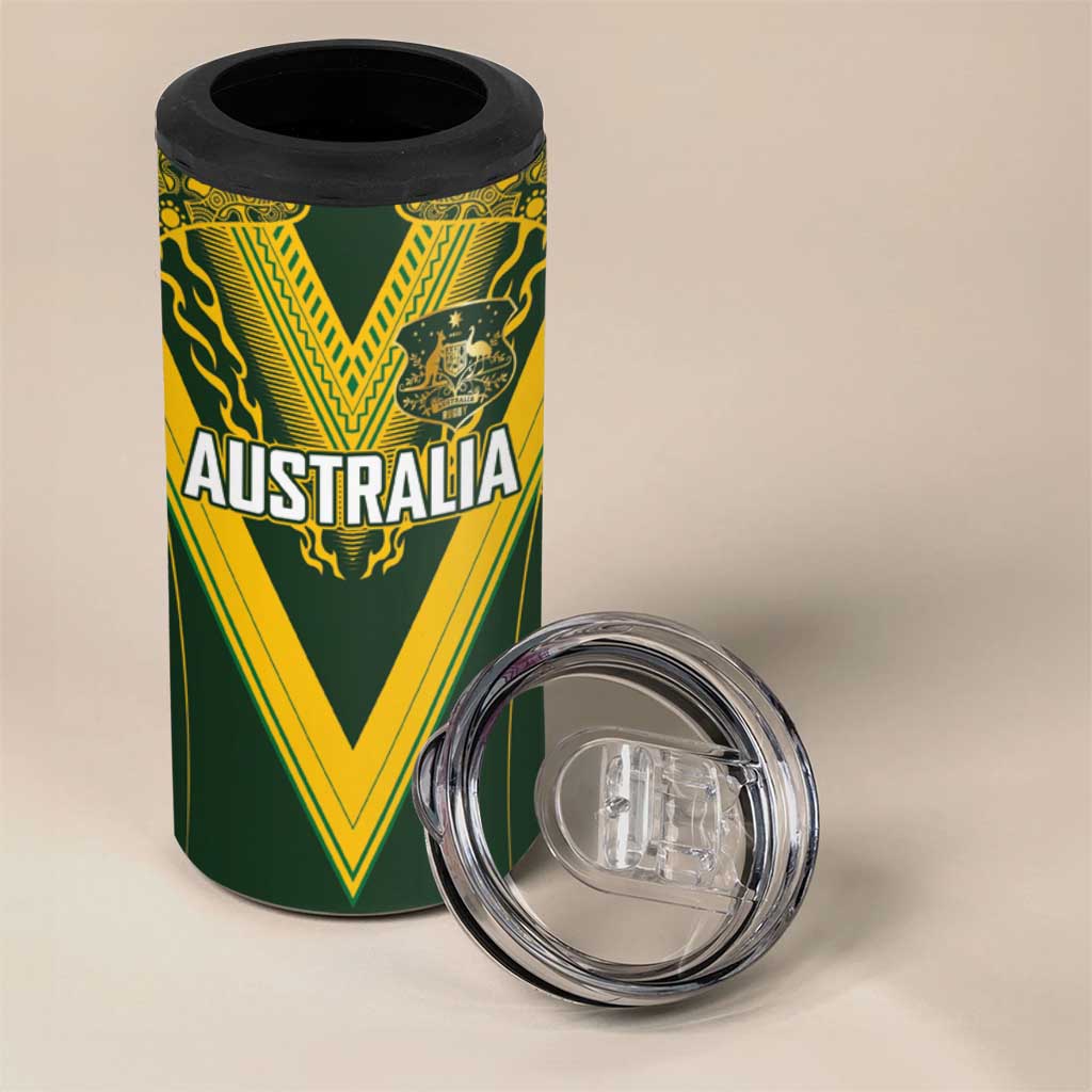 Australia Rugby Custom 4 in 1 Can Cooler Tumbler Aboriginal Art Sporty Style LT03 - Polynesian Pride