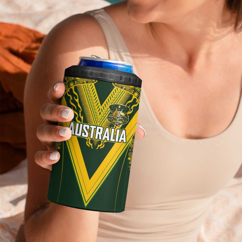 Australia Rugby Custom 4 in 1 Can Cooler Tumbler Aboriginal Art Sporty Style LT03 - Polynesian Pride