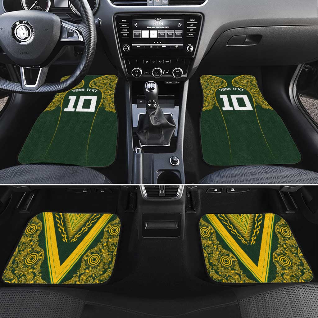Australia Rugby Custom Car Mats Aboriginal Art Sporty Style LT03 Set 4pcs Green - Polynesian Pride