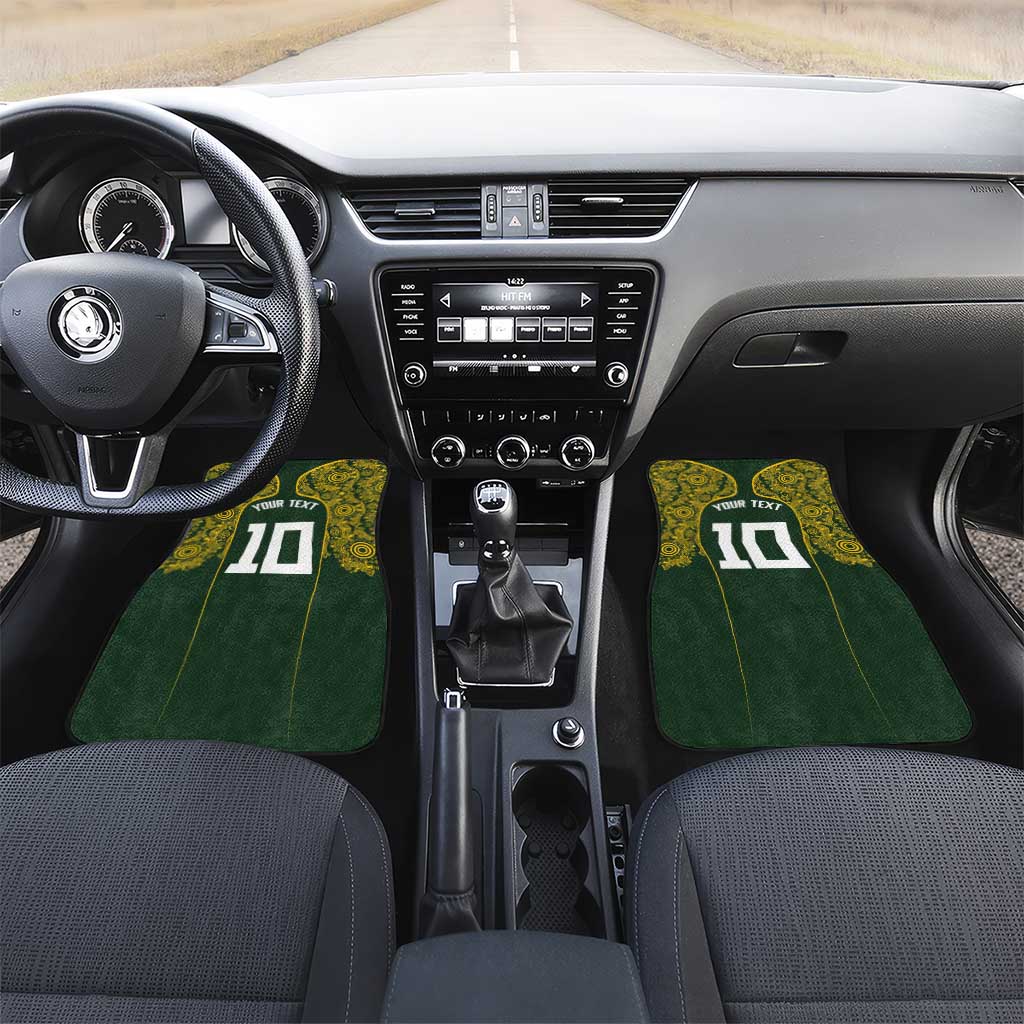 Australia Rugby Custom Car Mats Aboriginal Art Sporty Style LT03 Set 2pcs - Front Green - Polynesian Pride