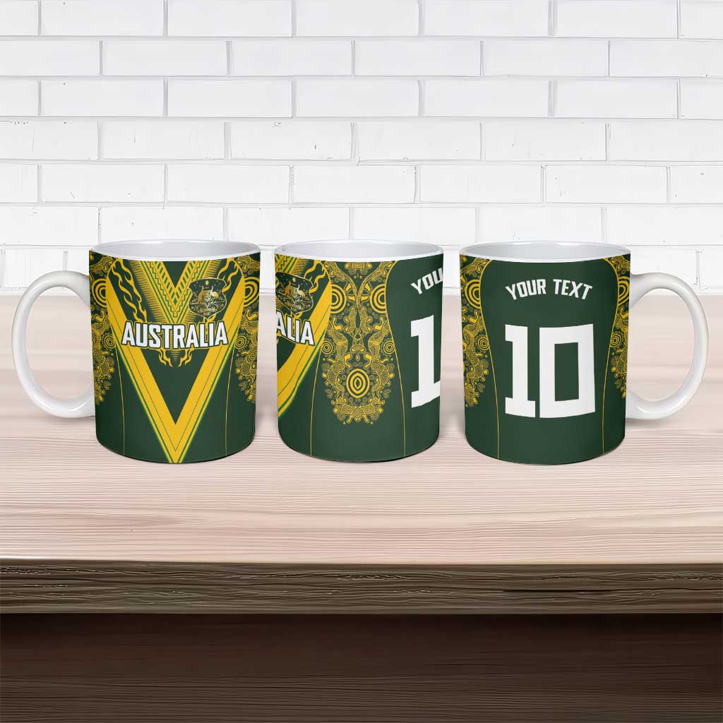 Australia Rugby Custom Ceramic Mug Aboriginal Art Sporty Style LT03 - Polynesian Pride