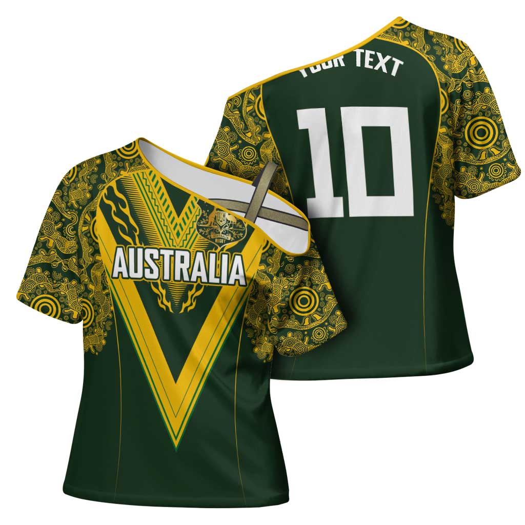 Australia Rugby Custom Cross Shoulder Shirt Aboriginal Art Sporty Style LT03 - Polynesian Pride
