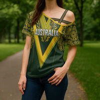 Australia Rugby Custom Cross Shoulder Shirt Aboriginal Art Sporty Style LT03 - Polynesian Pride