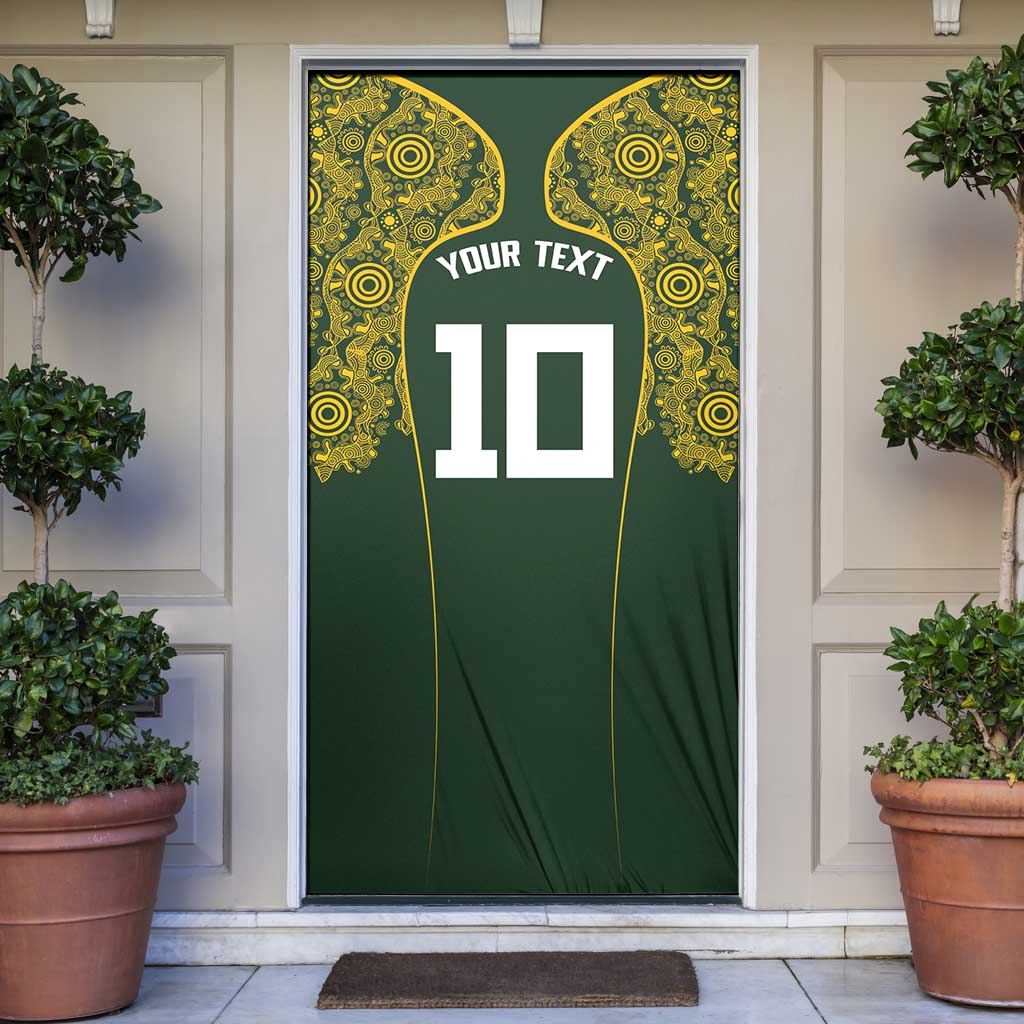 Australia Rugby Custom Door Cover Aboriginal Art Sporty Style LT03 Green - Polynesian Pride