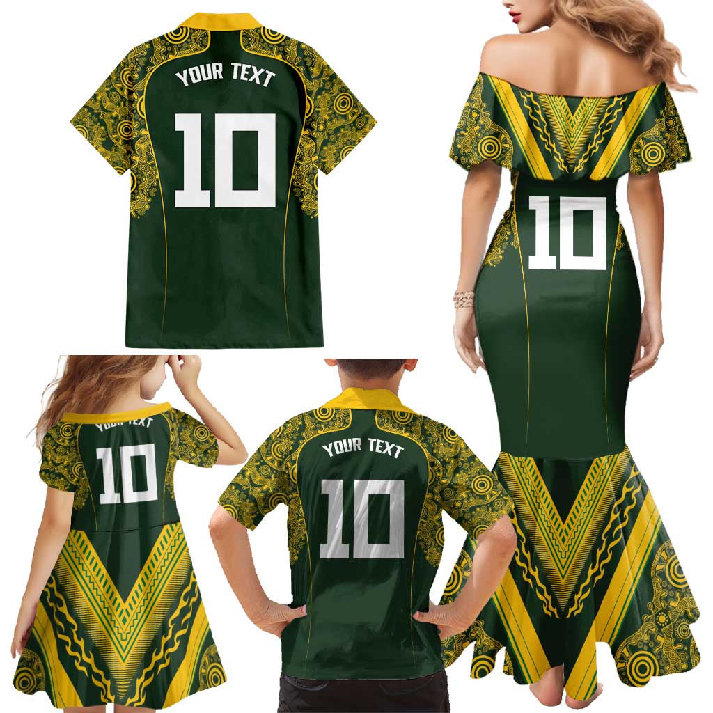 Australia Rugby Custom Family Matching Mermaid Dress and Hawaiian Shirt Aboriginal Art Sporty Style LT03 - Polynesian Pride