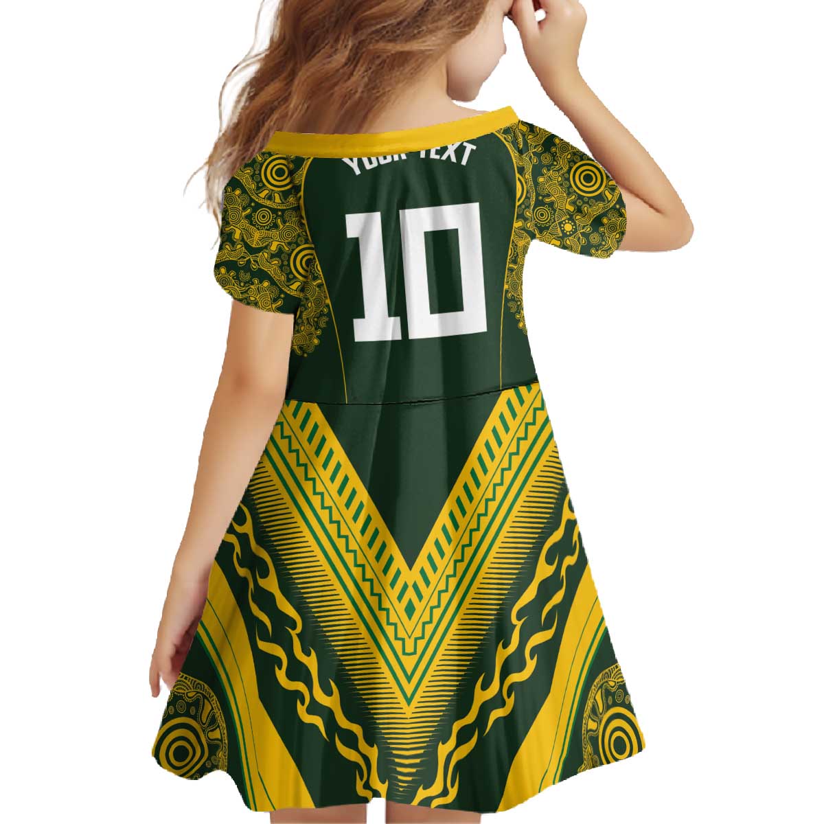 Australia Rugby Custom Family Matching Off The Shoulder Long Sleeve Dress and Hawaiian Shirt Aboriginal Art Sporty Style LT03 - Polynesian Pride