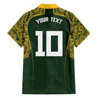 Australia Rugby Custom Family Matching Off Shoulder Maxi Dress and Hawaiian Shirt Aboriginal Art Sporty Style - Polynesian Pride