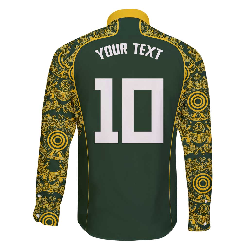 Australia Rugby Custom Family Matching Off Shoulder Short Dress and Hawaiian Shirt Aboriginal Art Sporty Style - Polynesian Pride